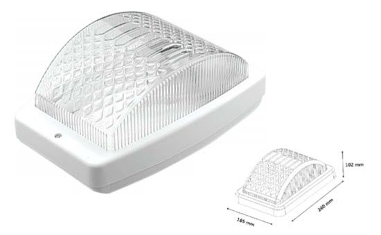 Plafons E27, PETEK, 60W, IP44, balts, bez režģiem, plastmasa