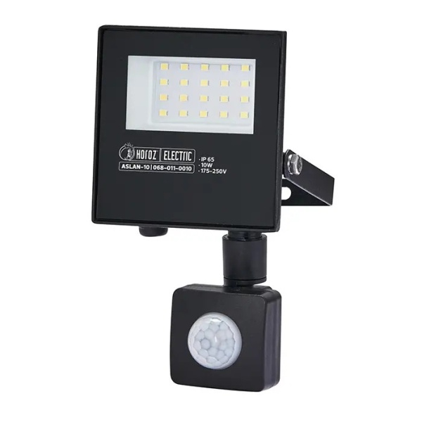 Prožektors LED, Horoz, ASLAN-S, 10W, 1100lm, 4200K, IP65, melns, alumīnijs, ar sensoru, (16)