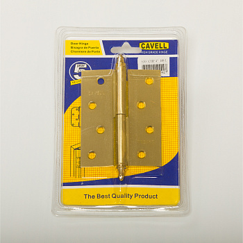 Door hinge, CAVELL, 0BB CHP, BS(matt gold), 4'', iron, left