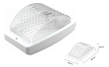 Plafond E27, PETEK, 60W, IP44, valge, ilma võrkudeta, plastist