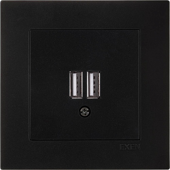 Розетка USB EXEN, KARELL, чёрный металл, ar 2 USB