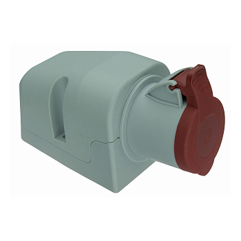 Socket with cover 16A, 3P+E, IP44, surface
