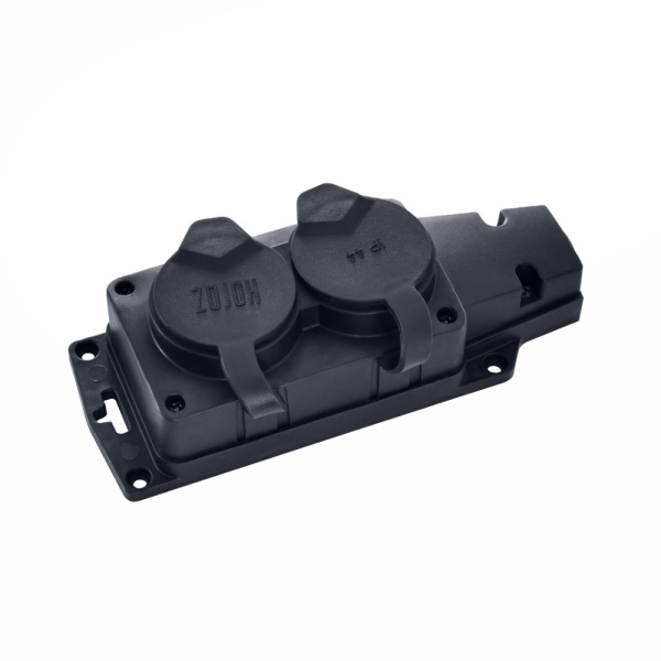 Rozešu  bloks Horoz, 2-viet., a/z, IP44, melns, (30)