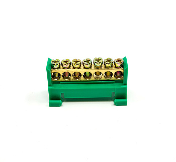 Соединительный блок DIN VEXEN, 16A, 1, 7-местн., 16 mm, с заземлением, зеленый, (5)