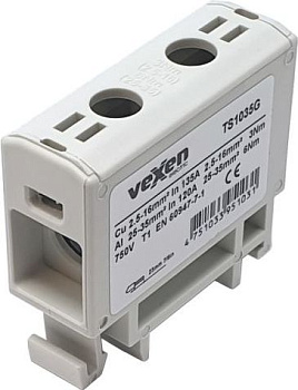 Клемма в корпусе VEXEN, 135A, 2.5-35mm2, серая, (10)