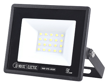 Прожектор LED, Horoz, ASLAN, 20W, 2200lm, 6400K, IP65, черный