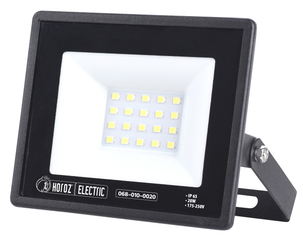 Prožektors LED, Horoz, ASLAN, 20W, 2200lm, 6400K, IP65, melns