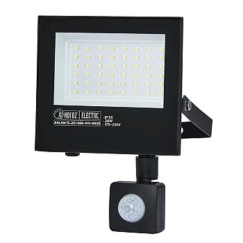 Прожектор LED, Horoz, ASLAN-S, 20W, 2200lm, 4200K, IP65, черный, 8m MAX, алюминий, с сенсором, (16)