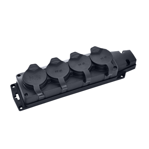 Rozešu  bloks Horoz, 4-viet., a/z, IP44, melns, (20)