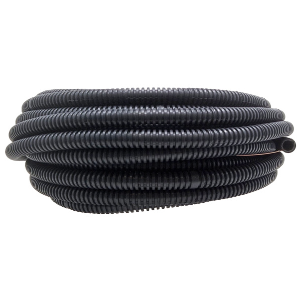 Caurule gofrēta, melns, ar trosīti, v/a, 20mm, 750N, (25)