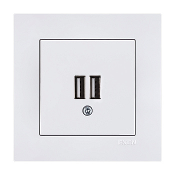 Socket USB EXEN, KARELL, white, ar 2 USB