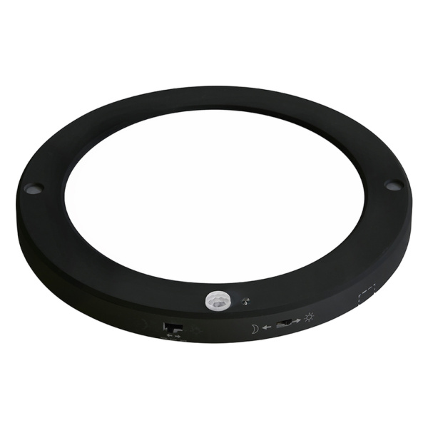 Panelis LED, Horoz, MARTHA, 18W, 1530lm, 3CCT, IP20, melns, ar Photo&PIR sensoru, universāls