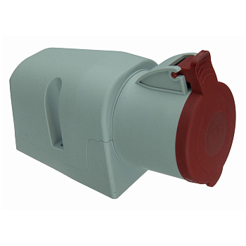 Socket with cover 32A, 3P+N+E, IP44, surface