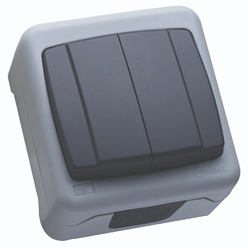 Switch Makel, double, IP55, gray, surface