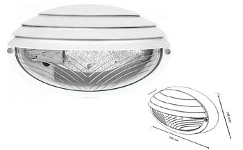 Plafons E27, NEMLIYER, 60W, IP65, balts, ar režģi, plastmasa