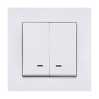 Switch EXEN, KARELL, with light, double, white, recessed