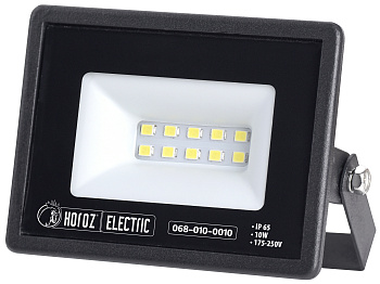 Прожектор LED, Horoz, ASLAN, 10W, 1100lm, 6400K, IP65, черный