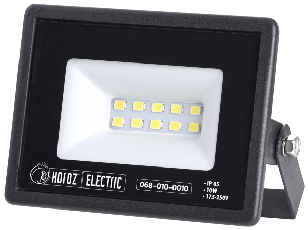 Prožektors LED, Horoz, ASLAN, 10W, 1100lm, 6400K, IP65, melns